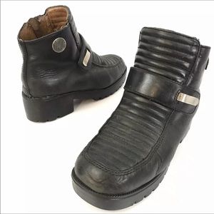 *READ* Harley Davidson Womens Size 6.5 Black Leather Zipper Clasp Boots #H3334